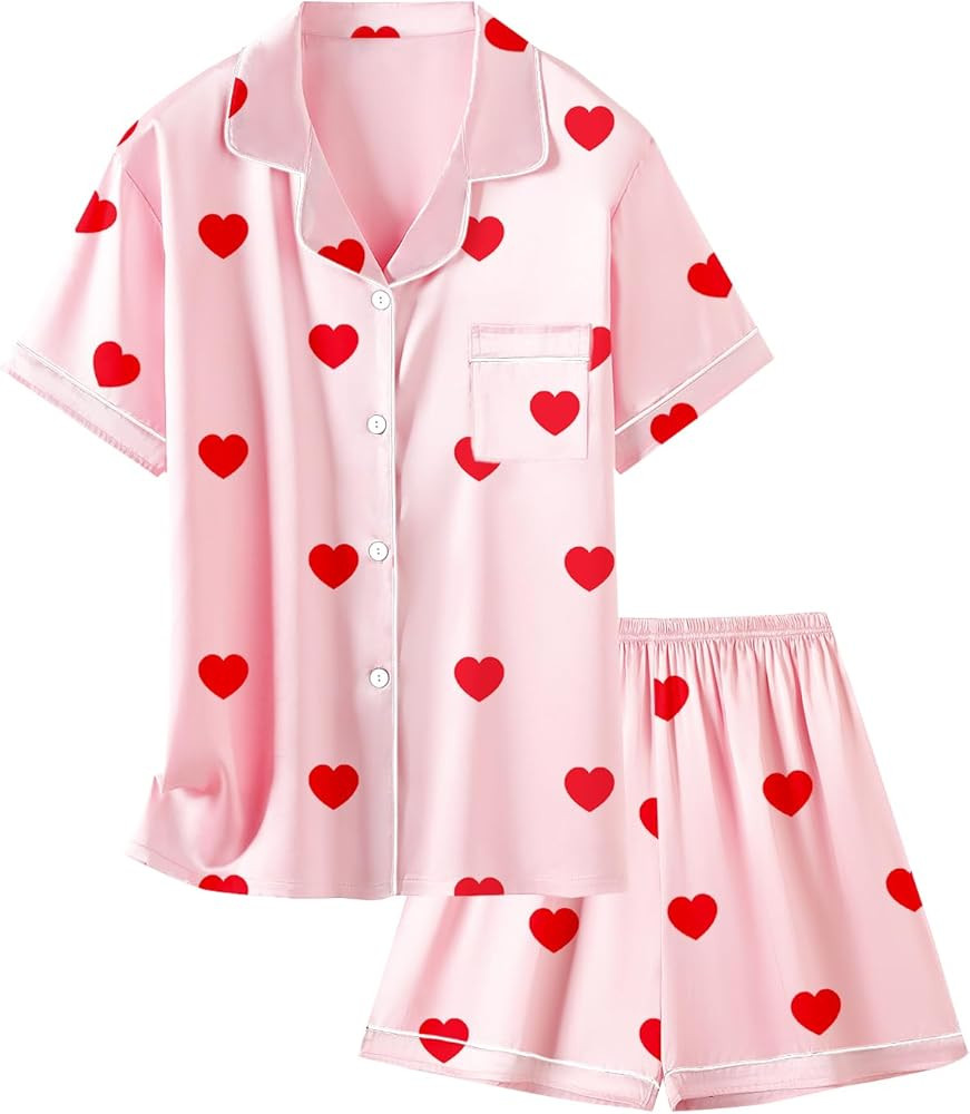 Girls & Womens Satin Pajamas Set, Silk Button-Down Sleepwear 2 Piece Nightwear, 3 Years - Women X... | Amazon (US)