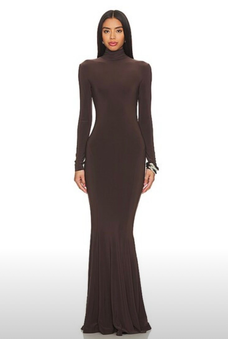 brown dresses. chocolate brown outfit  