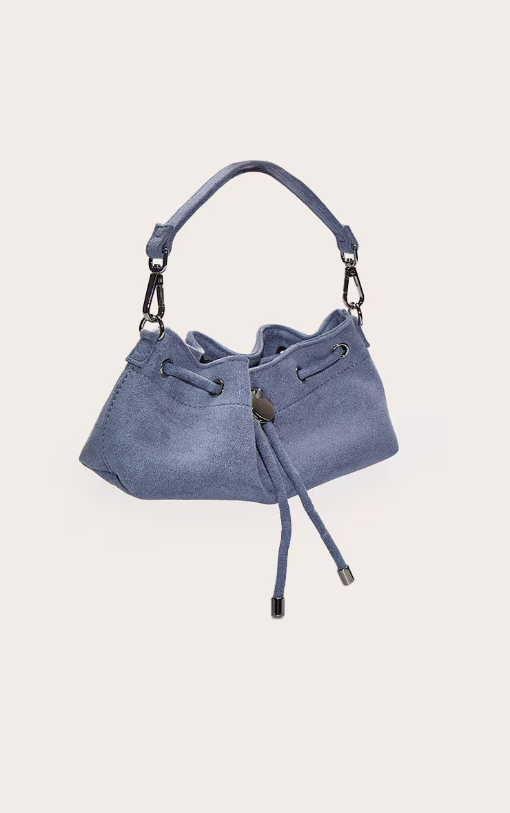 Powder Blue Faux Suede Drawstring Mini Bag | PrettyLittleThing US