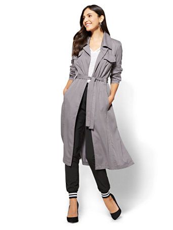 Long Belted Soft Trench Coat | New York & Company