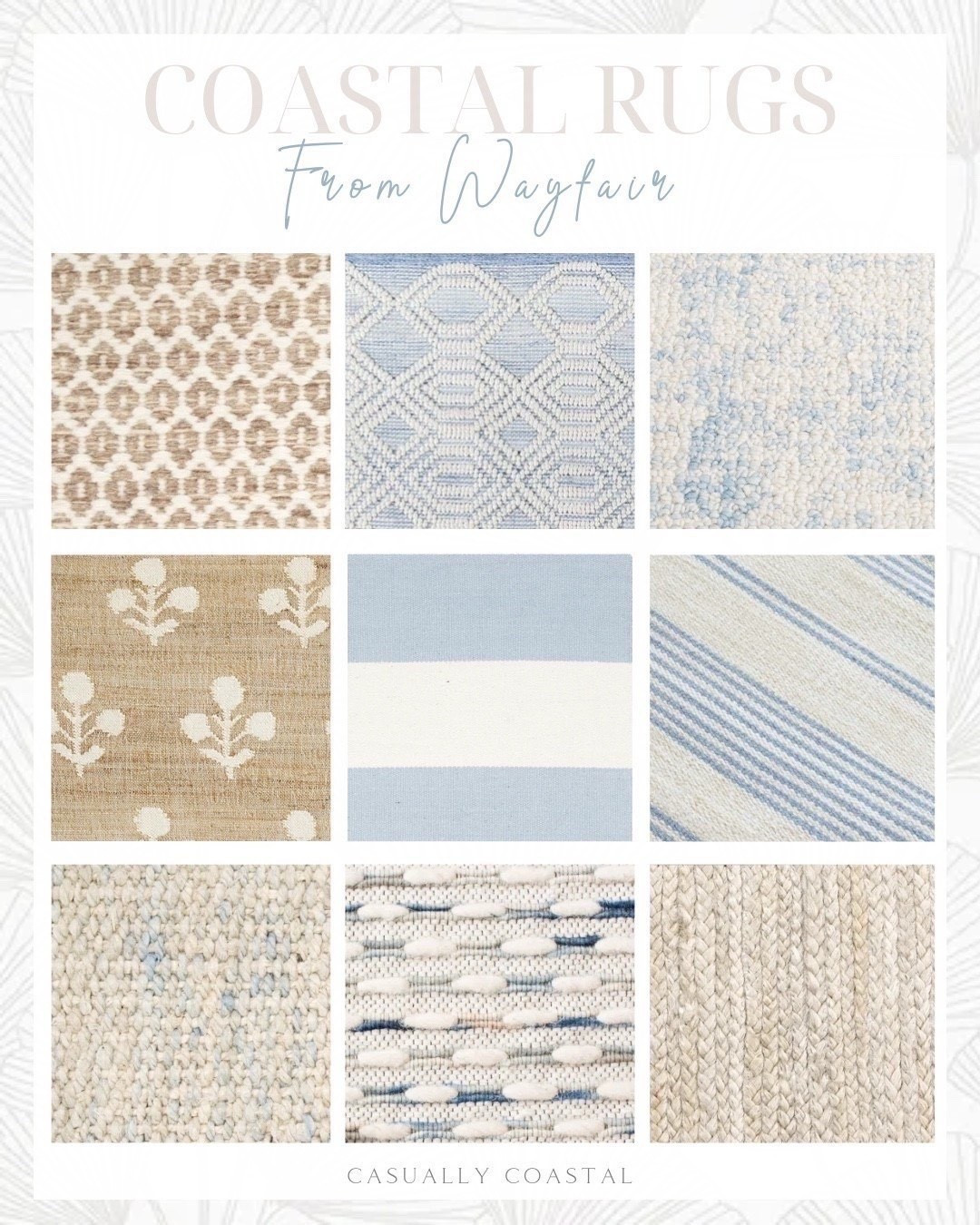 Coastal Rugs From Wayfair

Coastal rug, wayfair rug, neutral rug, blue and white rug, affordable rugs, rug on sale, striped rug, coastal area rug, runner rug, indoor rug, outdoor rug, geometric indoor rug, 2x3 rug, 5x8 rug, wool indoor rug, tan rug, 10x14 rug, 12x15 rug, light blue and ivory rug, abstract hand tufted wool rug, rectangle rug, orchard bloom rug, Wool and jute rug, navy and white rug, striped indoor outdoor rug, braided jute area rug, off white rug, striped runner rug

#LTKHome