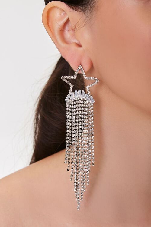 Star Rhinestone Fringe Drop Earrings | Forever 21 (US)