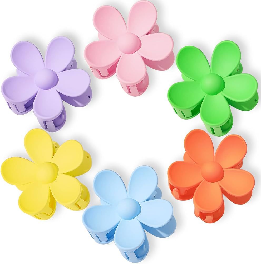 6 PCS Large Flower Hair Clips Cute Flower Clips for Hair Accessories Hair Claw Clips Flower Shape... | Amazon (US)