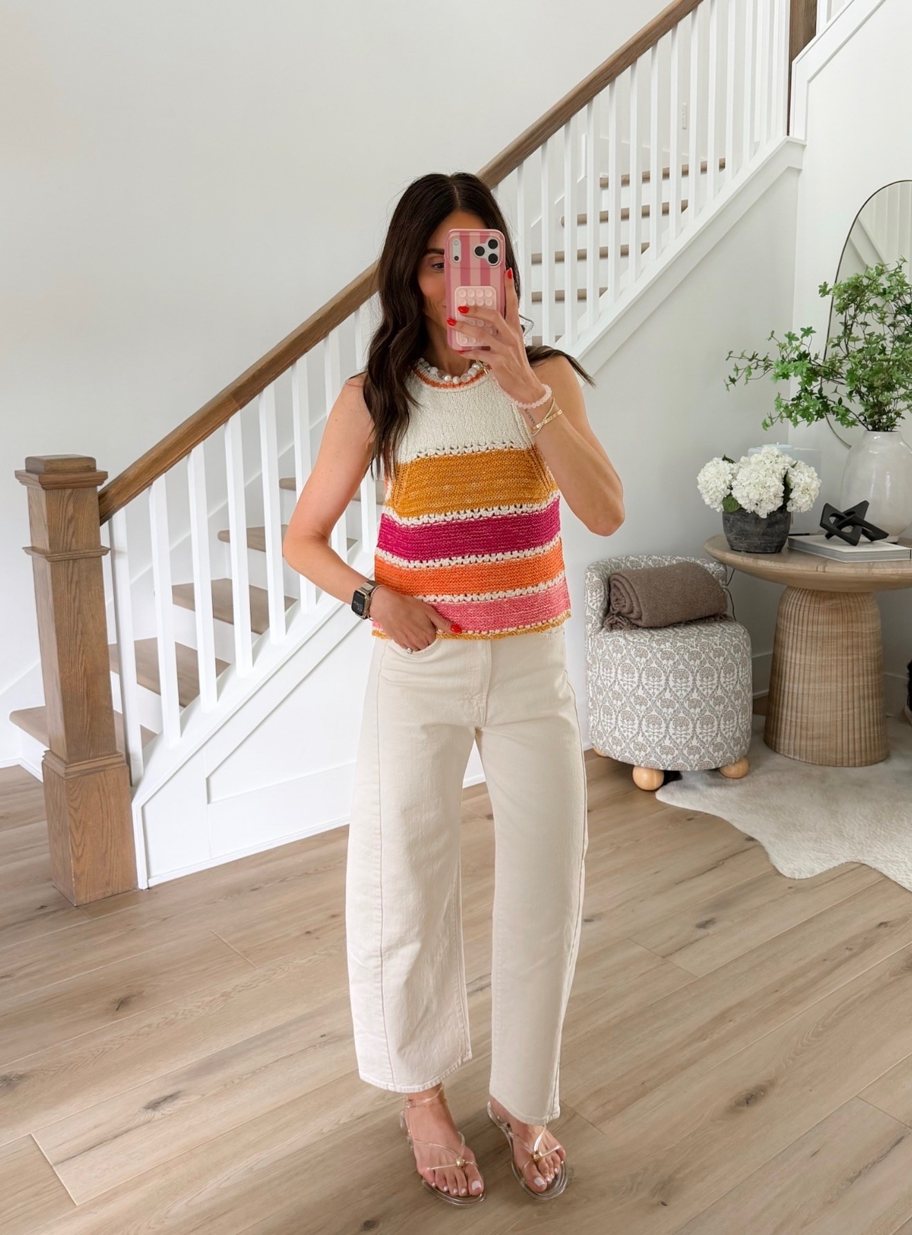 This colorful crochet tank is such a fun summer statement piece. The bright stripes paired with cream jeans make an easy outfit that feels polished without trying too hard. Perfect for brunch, vacation, or any sunny day plans.

Crochet striped tank, Summer outfit, Colorful knit top, Cream jeans outfit, Vacation style, Resort wear, Casual summer fashion, Bright summer look, Elevated everyday style, annabrstyle

#LTKootd #LTKSeasonal #LTKOver40