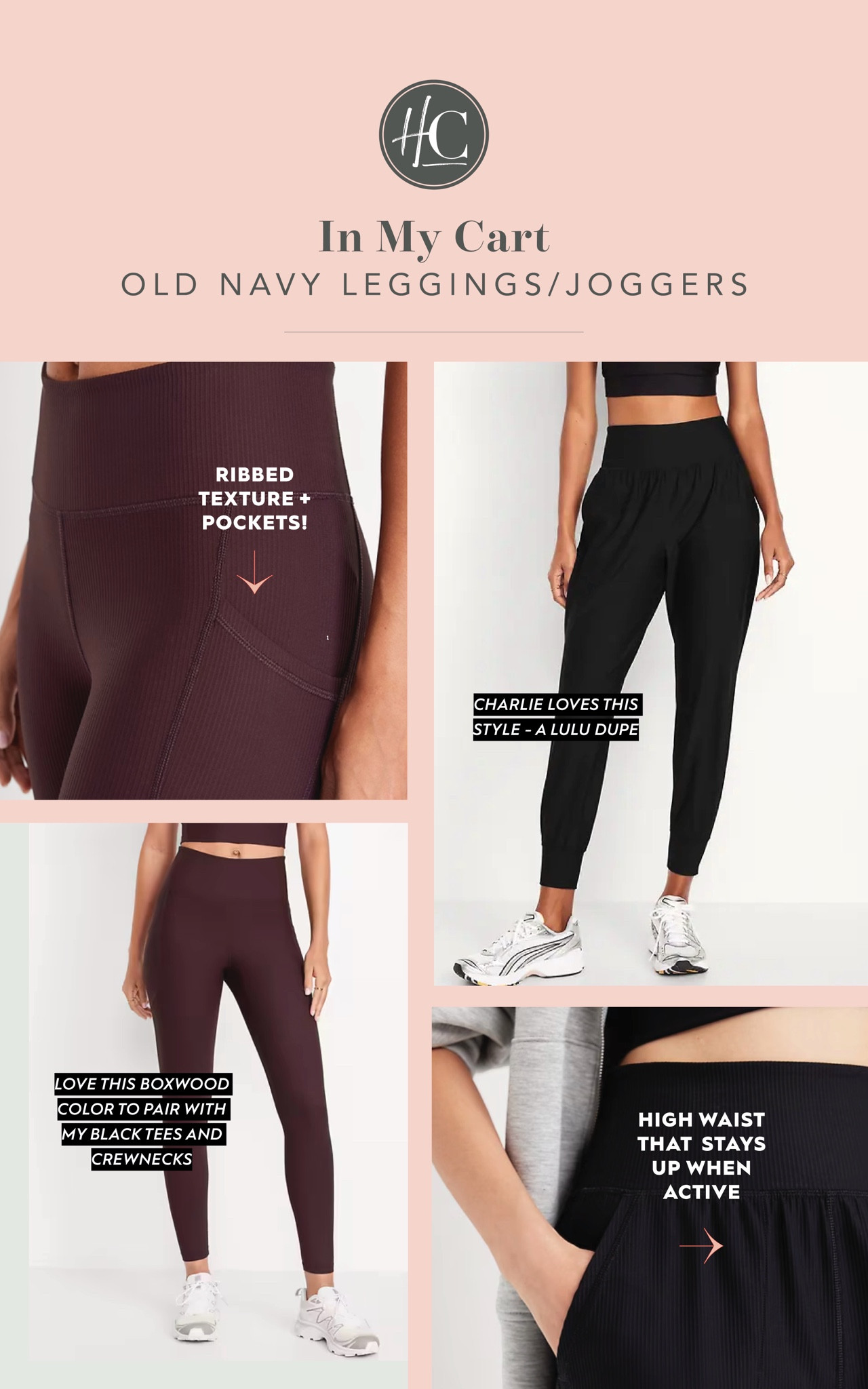 Hopefully it’s fall weather soon so I’m currently buying everyone pants at our house. These are my favorite leggings ever from Old Navy … they have pockets, are high waisted, stay up when I exercise, and are just comfy. Just as good or better than the pricey brands imo! Charlie loves them too and got the jogger style this year. I’m loving the boxwood color to pair with my endless supply of black tees 🖤


#LTKActive #LTKFindsUnder50 #LTKSaleAlert