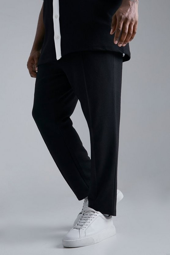 Plus Skinny Jersey Textured Trouser | boohooMAN (DE, IE & UK)