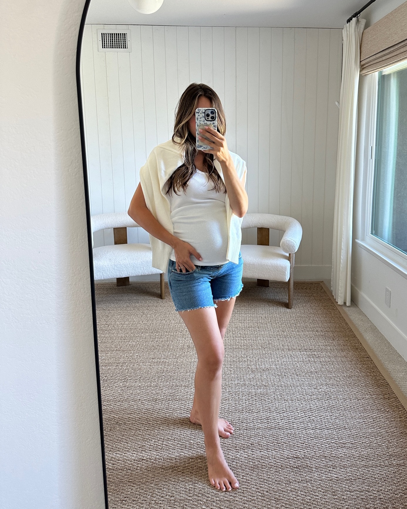 Sale!! These Abercrombie maternity shorts & tank! 30% off select styles + 15% off almost everything else! Bump outfit, denim shorts, summer outfit, capsule outfit

#LTKStyleTip #LTKBump #LTKSaleAlert