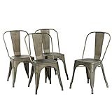 Metal Chair Dining Chair Set of 4 Patio Chair Home Kitchen Chair 18 Inch Seat Height Dinning Room Ch | Amazon (US)