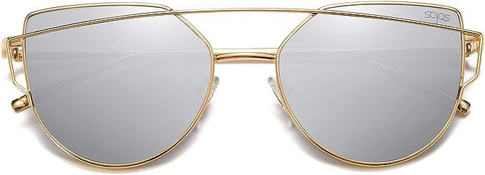 SOJOS Cat Eye Sunglasses for Women Fashion Designer Style Mirrored Lenses SJ1001 | Amazon (US)