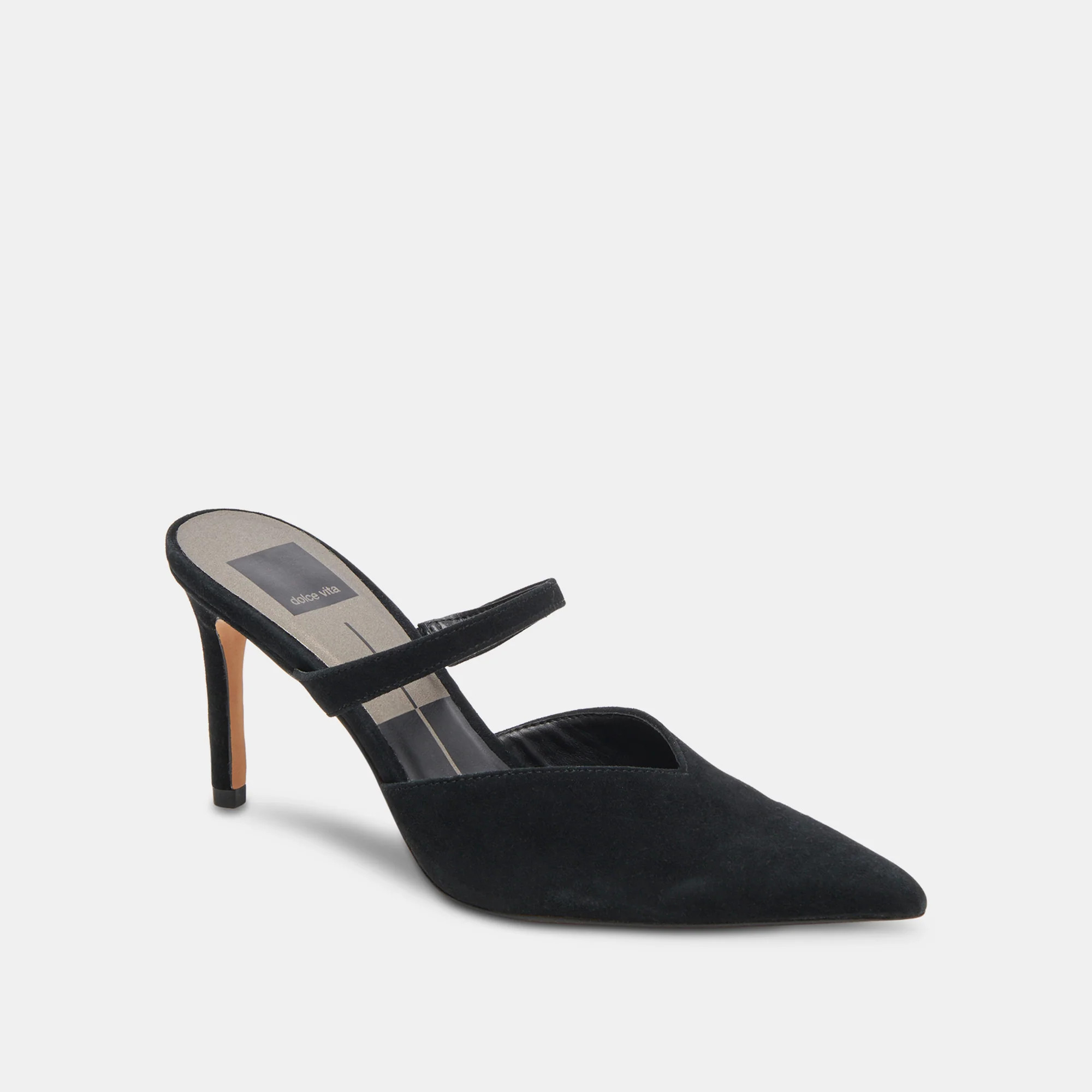 KANIKA WIDE HEELS ONYX SUEDE | DolceVita.com