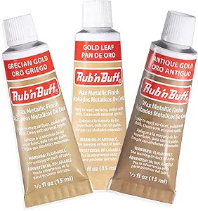 AMACO Rub n Buff Wax Metallic Finish 3 Color Kit - Antique Gold Grecian Gold and Gold Leaf 15ml T... | Amazon (US)