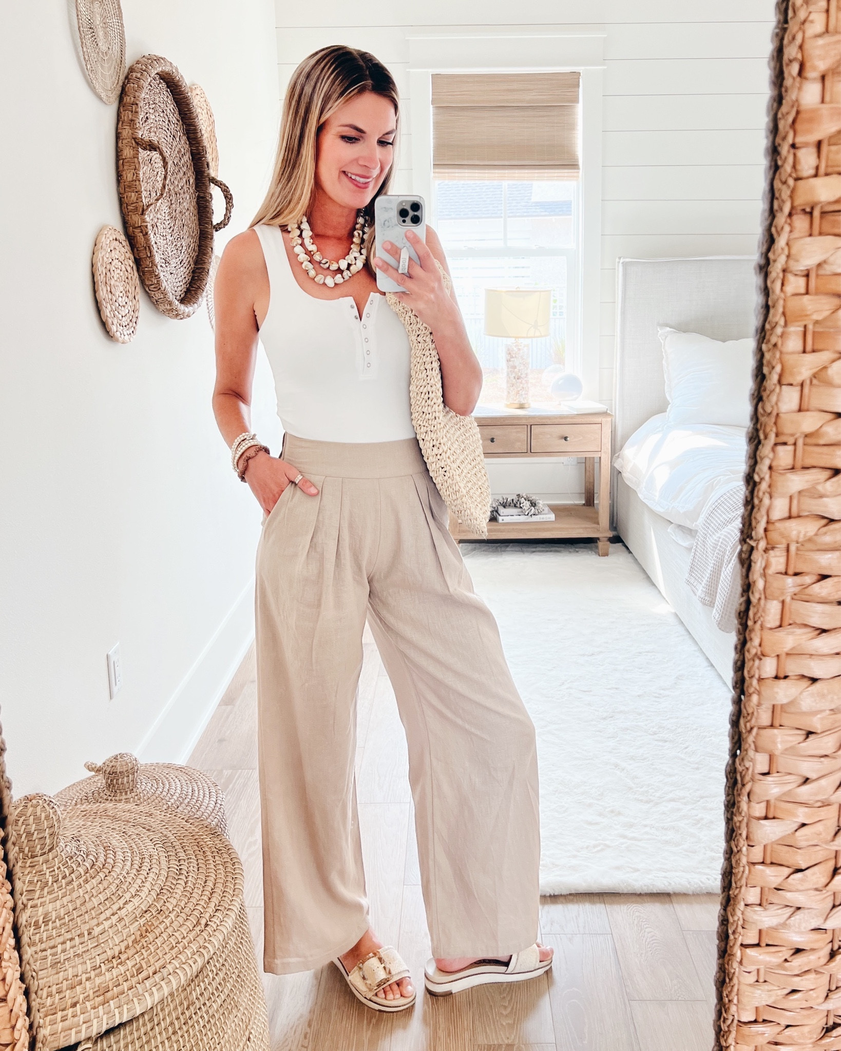 Xs tall wide leg linen pants. Linked a couple of white bodysuit options below. 

Summer outfit. Travel outfit. Wide leg pants outfit.

#LTKFind #LTKsalealert #LTKshoecrush