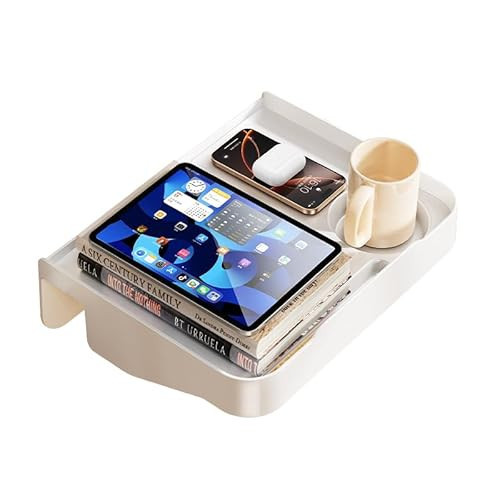 Blissfuhue Bedside Caddy for Dorm Bed - Clip On Nightstand with Cup Holder, Floating Bed Side Table Tray Storage,College Dorm Room and Kids Room Essentials,Blending Decor and Storage （White） | Amazon (US)