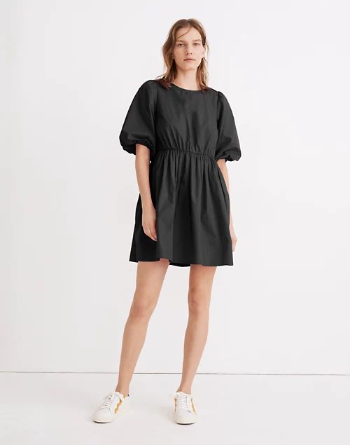 Poplin Crewneck Bubble-Sleeve Mini Dress | Madewell