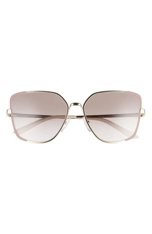 Prada 59mm Gradient Rectangular Sunglasses in Pale Gold/Smoke Gradient at Nordstrom | Nordstrom