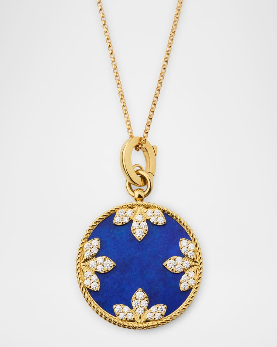 18K Yellow Gold Diamond and Lapis Pendant Necklace | Neiman Marcus
