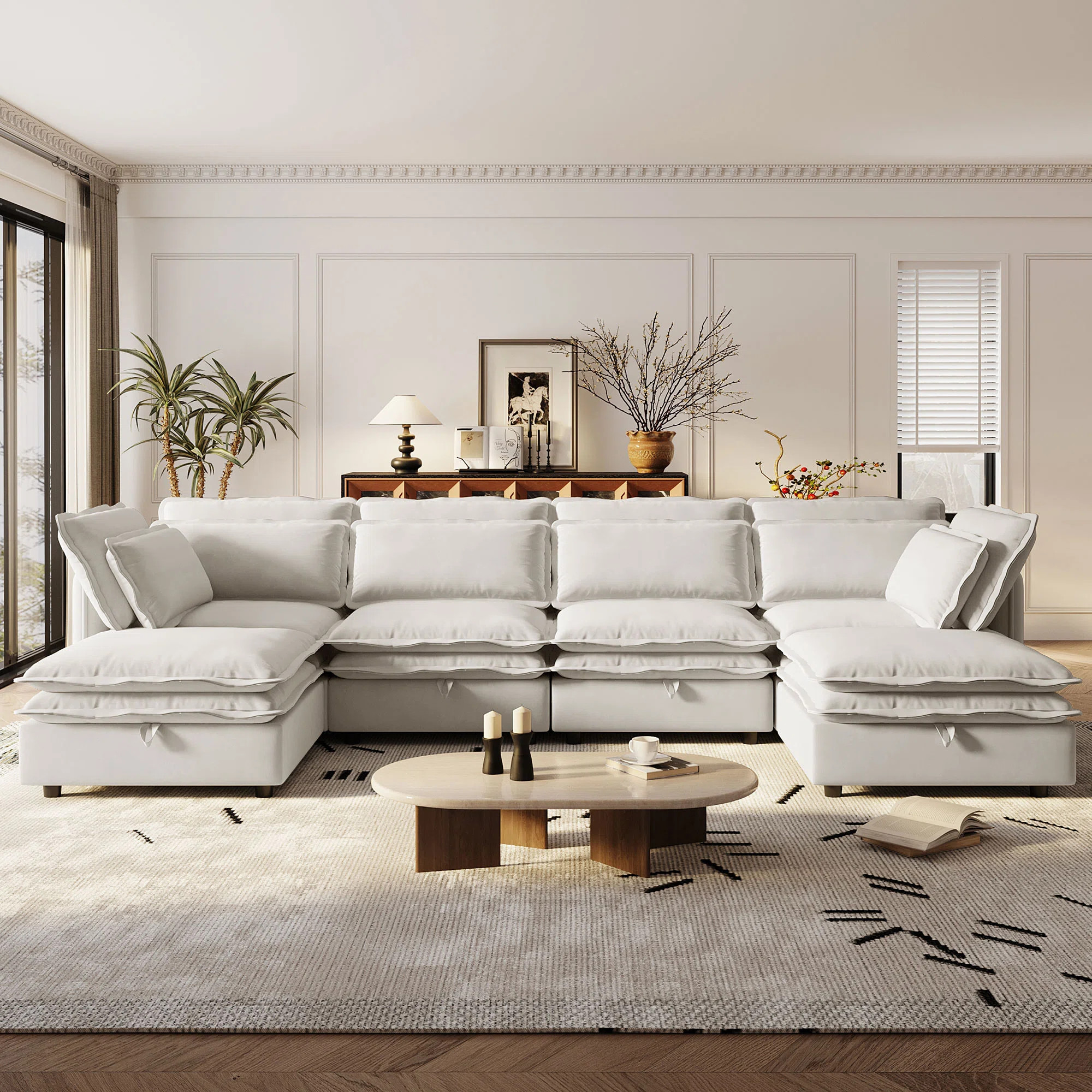 U_Style Double-Layer Cushion Modern Large U-Shaped Modular Sofa | Wayfair North America