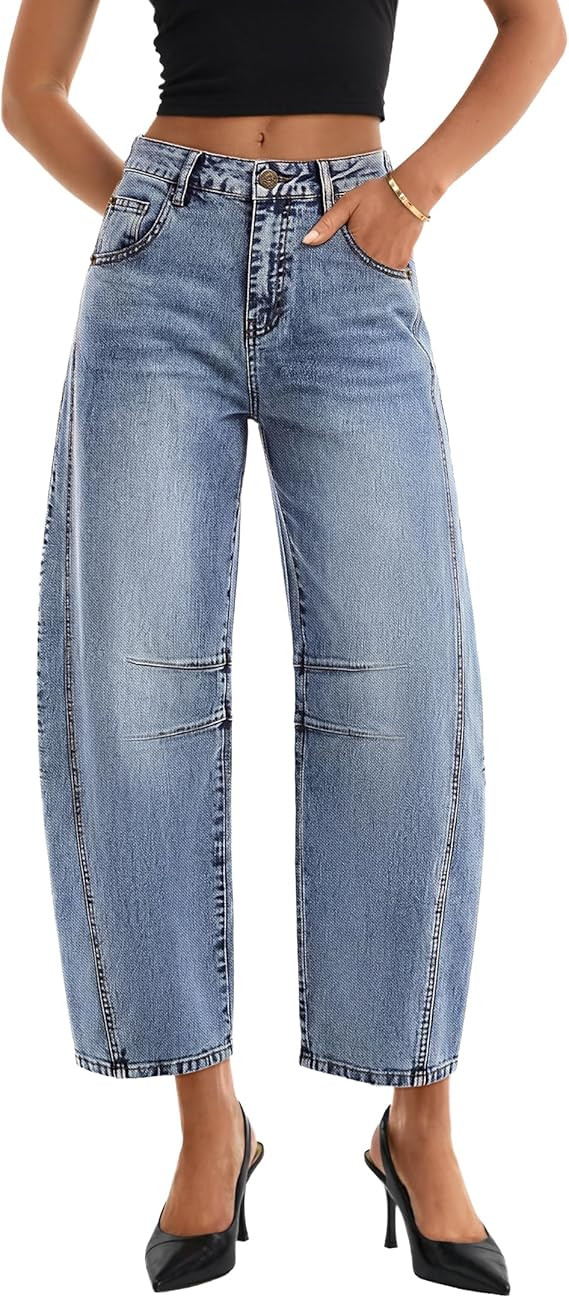 ZISICA Womens Barrel Jeans for Women Trendy 2026 High Waisted Wide Leg Stretchy Baggy Ankle Denim... | Amazon (US)