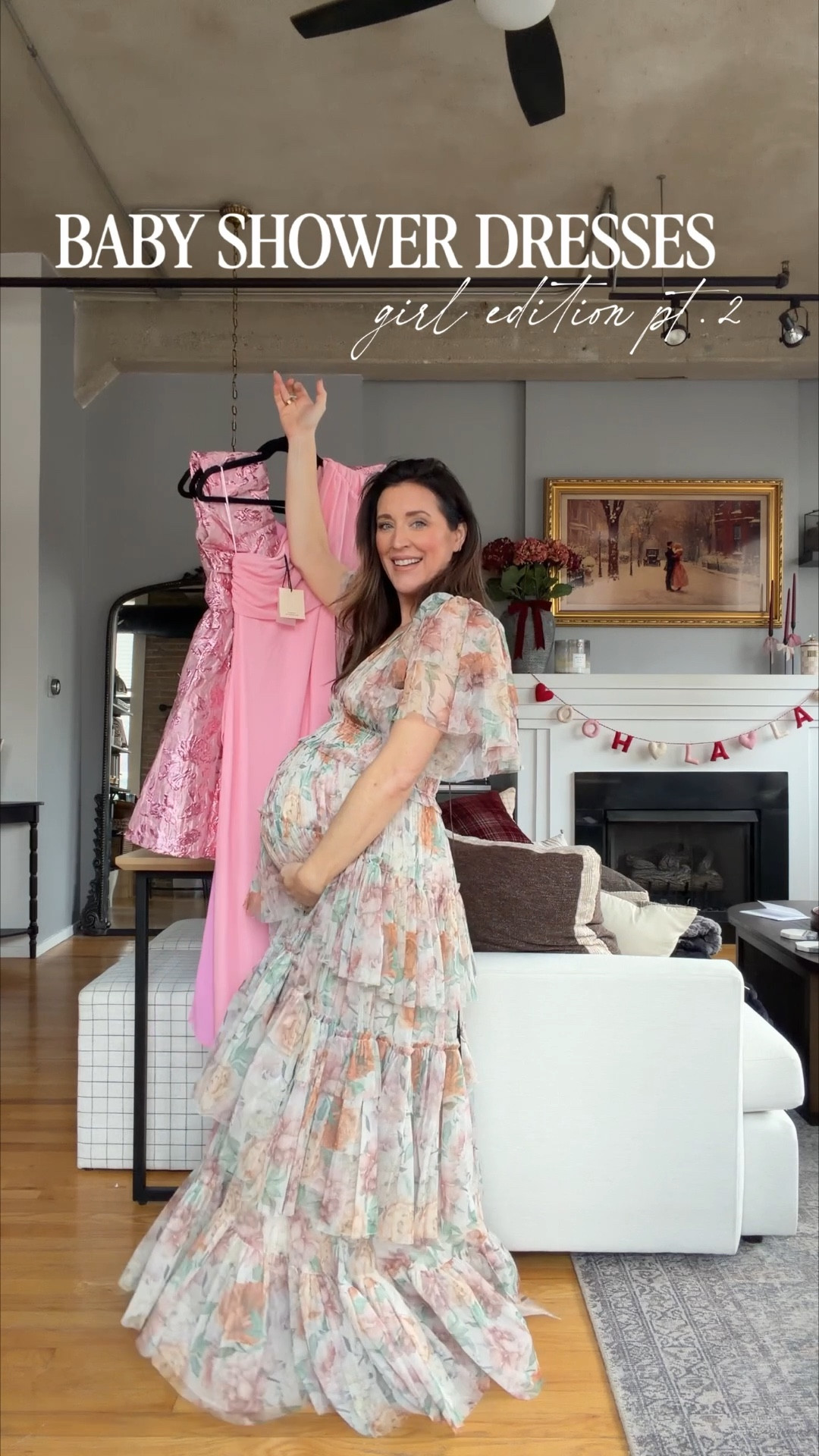 Baby shower dresses- girl edition. I sized up to a 6 in the first one, small in the second, medium in the third, and small in the last. I am typically an XS before pregnancy! I am 34 weeks pregnant trying all of these on. Would also be perfect for a spring wedding or event. 

#LTKWedding #LTKspring #LTKBump