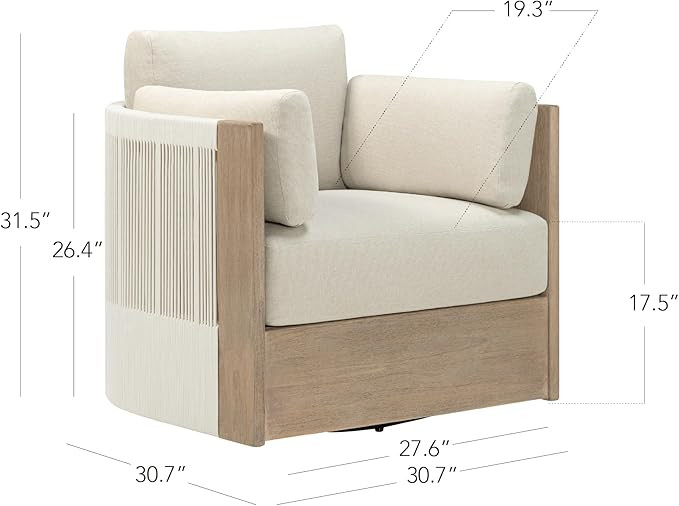 CHITA Boho Patio Rattan 360° Swivel Chair, Outdoor Wicker Furniture with 7.9″ Thickened Cushio... | Amazon (US)