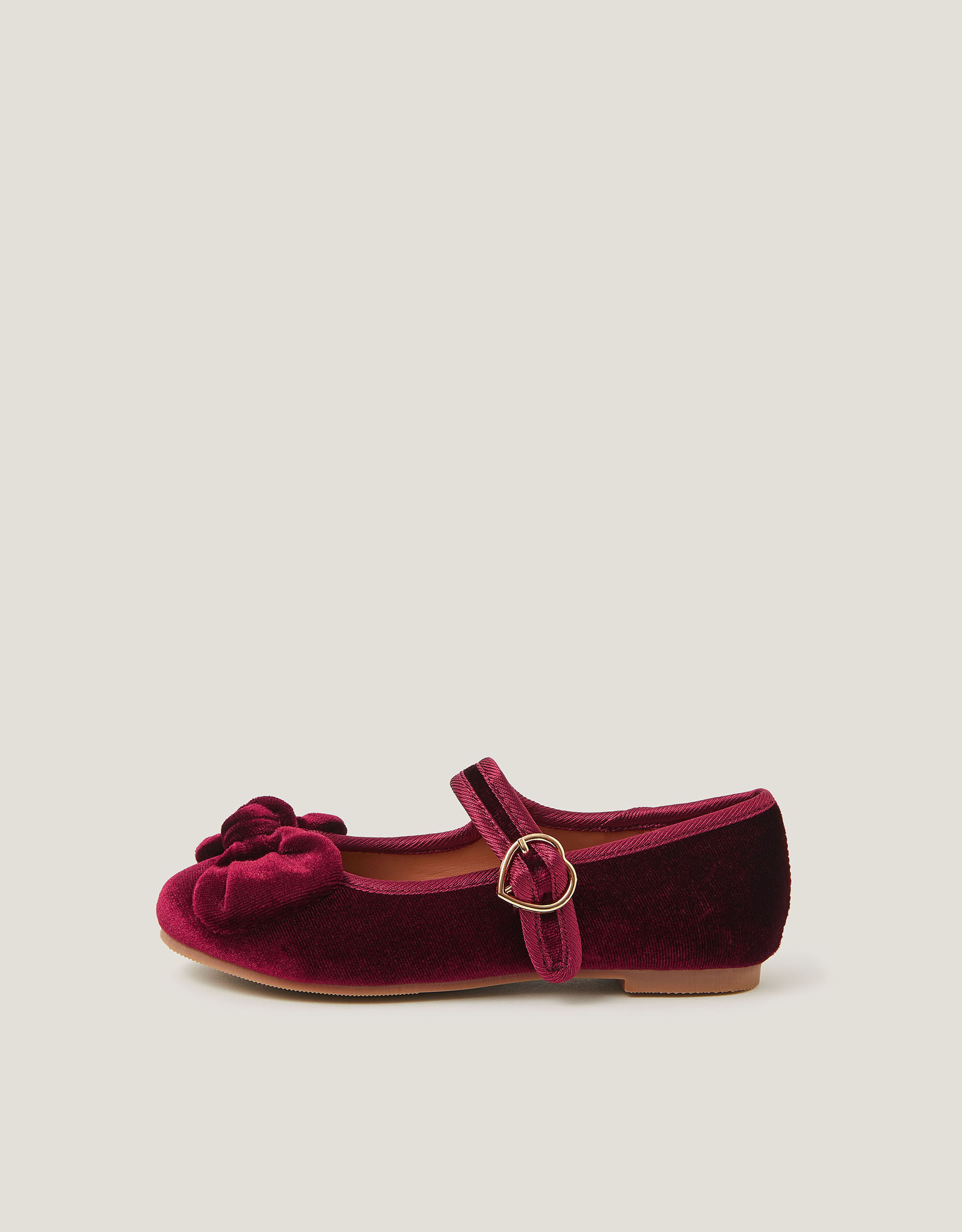 Velvet Bow Strap Ballet Flats Red | Monsoon (UK)