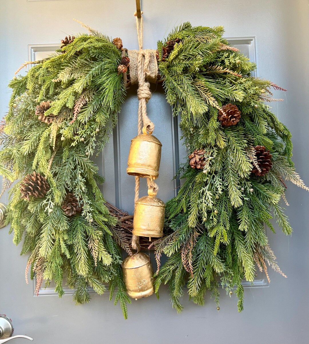 Modern Farmhouse Christmas Wreath, Country Cottage Christmas Wreath, Rustic Winter Wreath, - Etsy | Etsy (US)