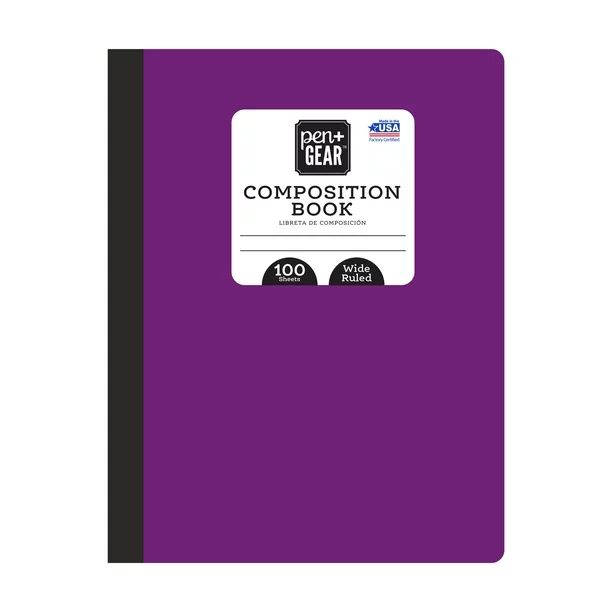 Pen + Gear 100ct Solid Purple Comp Book WR, 9.75x7.5 | Walmart (US)