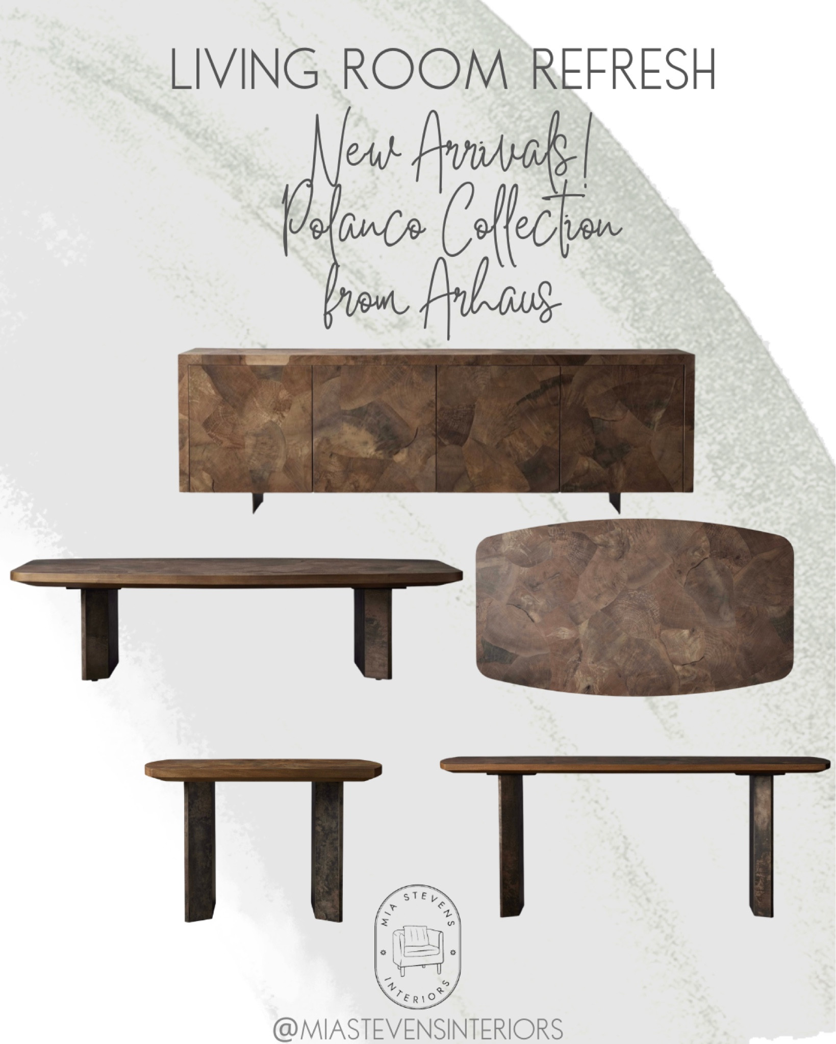 New Arrivals from Arhaus! The  Polanco Collection, beautifully handcrafted from oyster-cut wood, salvaged from Mexican ash and European ash. Shop these unique statement pieces now.

#LTKhome #LTKFind