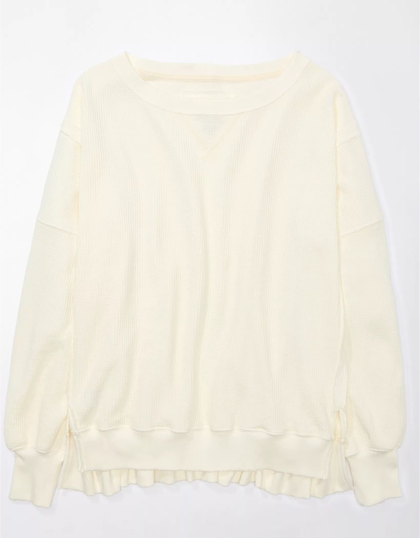 AE Oversized Big Hug Waffle Sweatshirt | American Eagle Outfitters (US & CA)