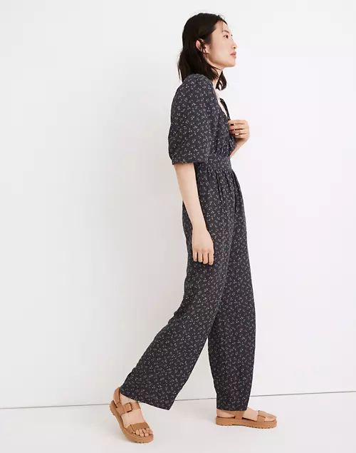 Square-Neck Bubble-Sleeve Jumpsuit in Spring Fling | Madewell