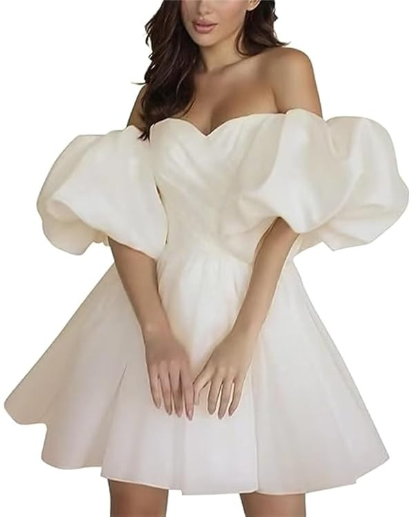 Women's Sweetheart Short Wedding Dress for Bride Sleeveless Boho Wedding Dress Tulle Bridal Gown | Amazon (US)