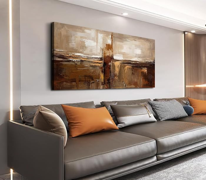 NINEASO Large Abstract Wall Art (Brown, Gallery Wrap, 100 X 50CM), Neutral Abstract Artwork Pictu... | Amazon (CA)