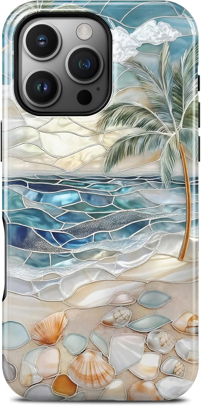 for iPhone 16 Pro Case, Beach Ocean Seashell Summer Tropical Phone Case, Compatible with Magsafe,... | Amazon (US)