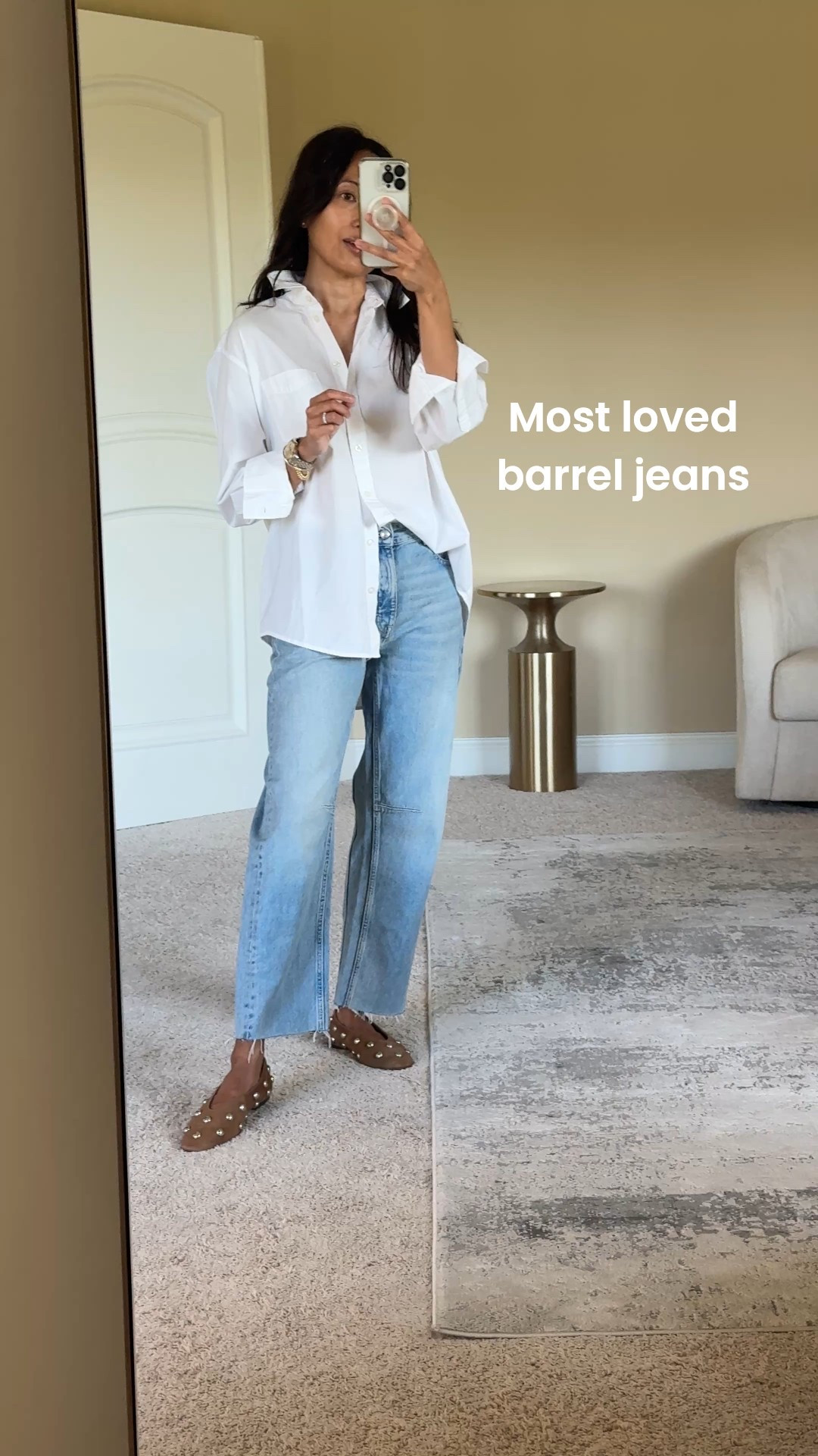 Most loved barrel jeans. I wear these a lot. Currently on sale and an additional 50% off, which makes them around $52. Best price I’ve seen on them. 
I go between two sizes and took my smaller size in these jeans  

#LTKStyleTip #LTKOver40 #LTKSaleAlert