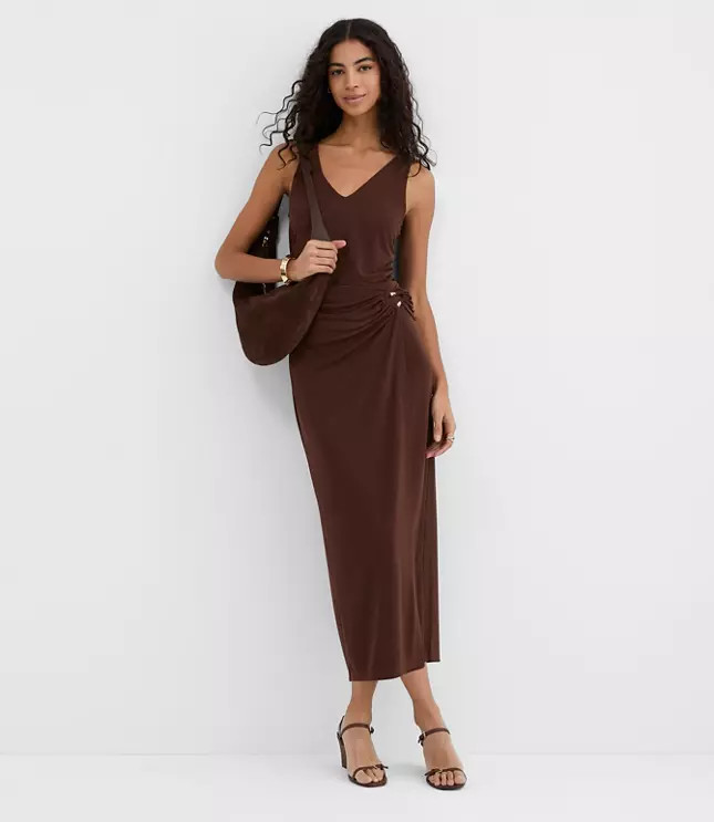 Metallic Ring Wrap Midi Skirt | LOFT