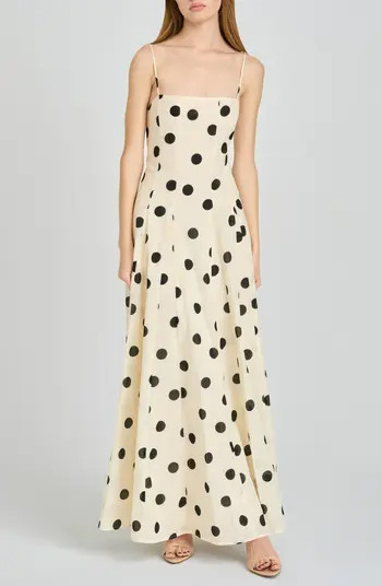 Carolina Polka Dot Cotton Godet Maxi Dress | Nordstrom
