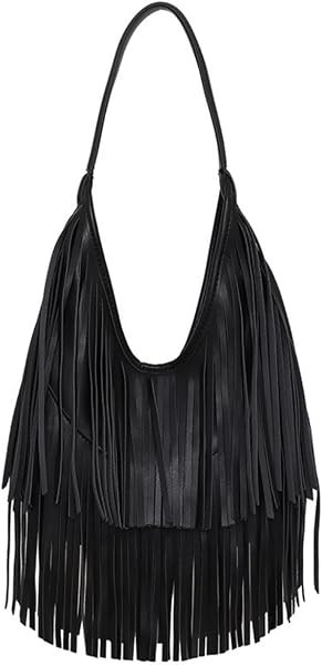 IAMUHI Casual Rivets Fringed Shoulder Handbag for Women,Soft Vegan Leather Hippie Crossbody Purse... | Amazon (US)