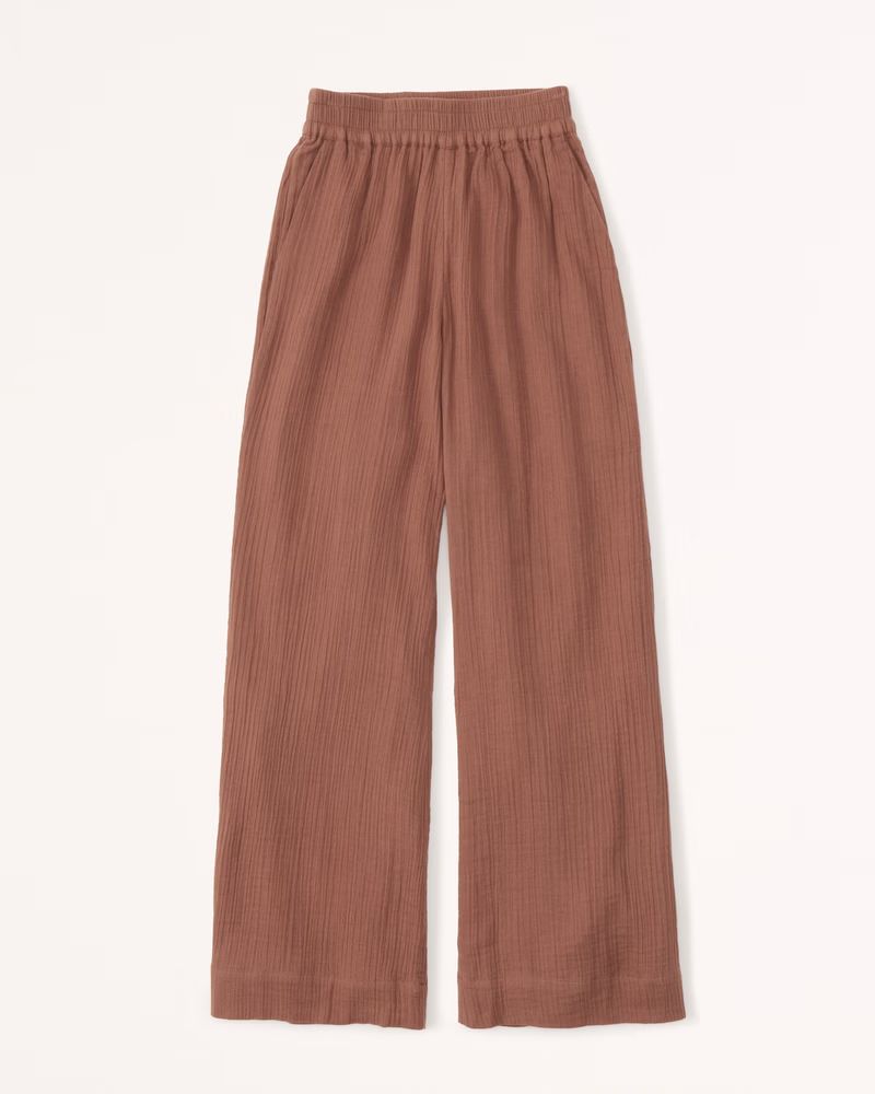 Crinkle Cotton Wide Leg Pants | Abercrombie & Fitch (US)