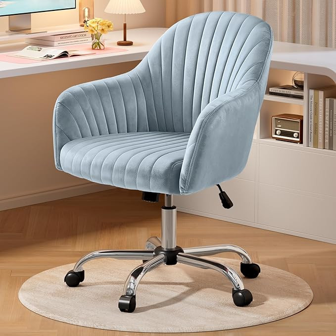 Warmiehomy Velvet Desk Chair for Home Office, Modern Adjustable Swivel Task Chair, Women Vanity C... | Amazon (US)