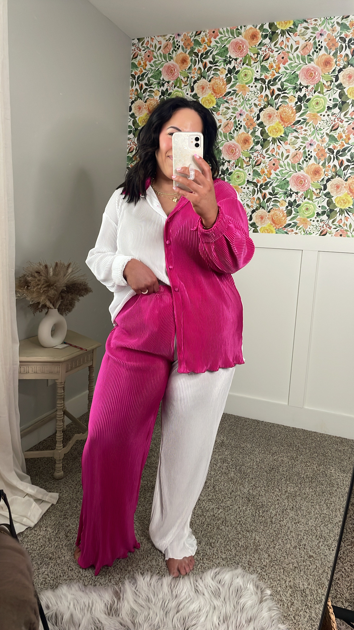 kaimimei Casual 2 Piece Outfit for Women - Linen Long Sleeve Button Down Shirt + Flare Pleated Wide Leg Pants Sets Streetwear | Amazon (US)