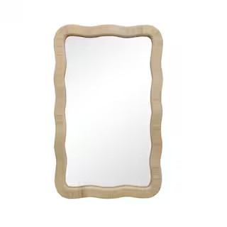 PARISLOFT 23.6 in. W x 37.8 in. H Ripple Rectangle Rattan Framed Light Brown Wall Mirror JT12009 ... | The Home Depot