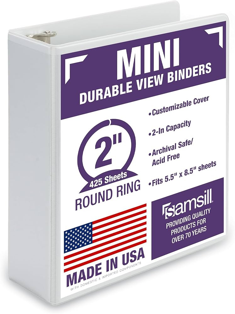 Samsill Economy 2 Inch Mini 3 Ring Binder, Round Ring Binder, Holds 5.5 x 8.5 Inch Documents, Cus... | Amazon (US)