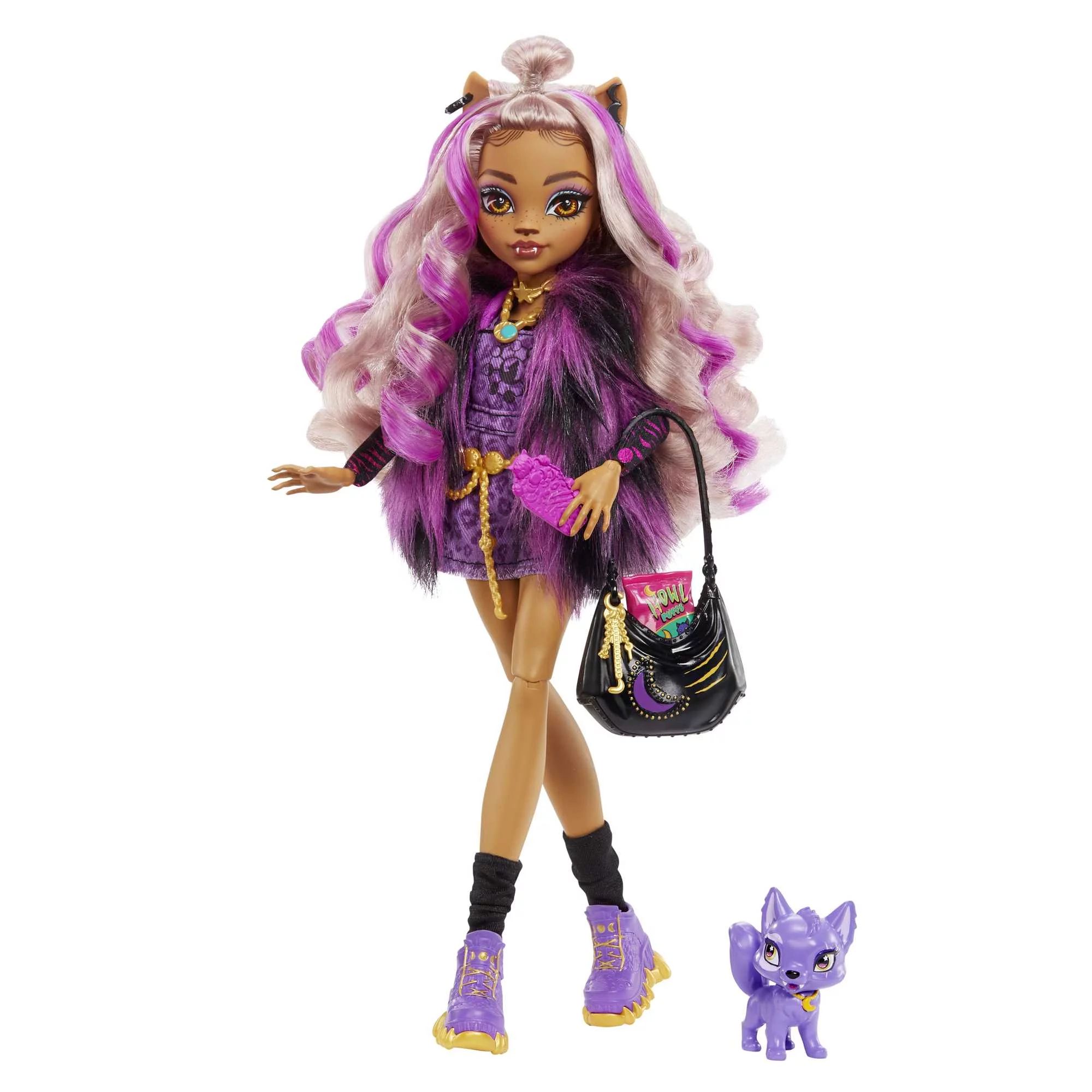 Monster High Clawdeen Wolf Fashion Doll with Purple Streaked Hair, Accessories & Pet Dog - Walmar... | Walmart (US)