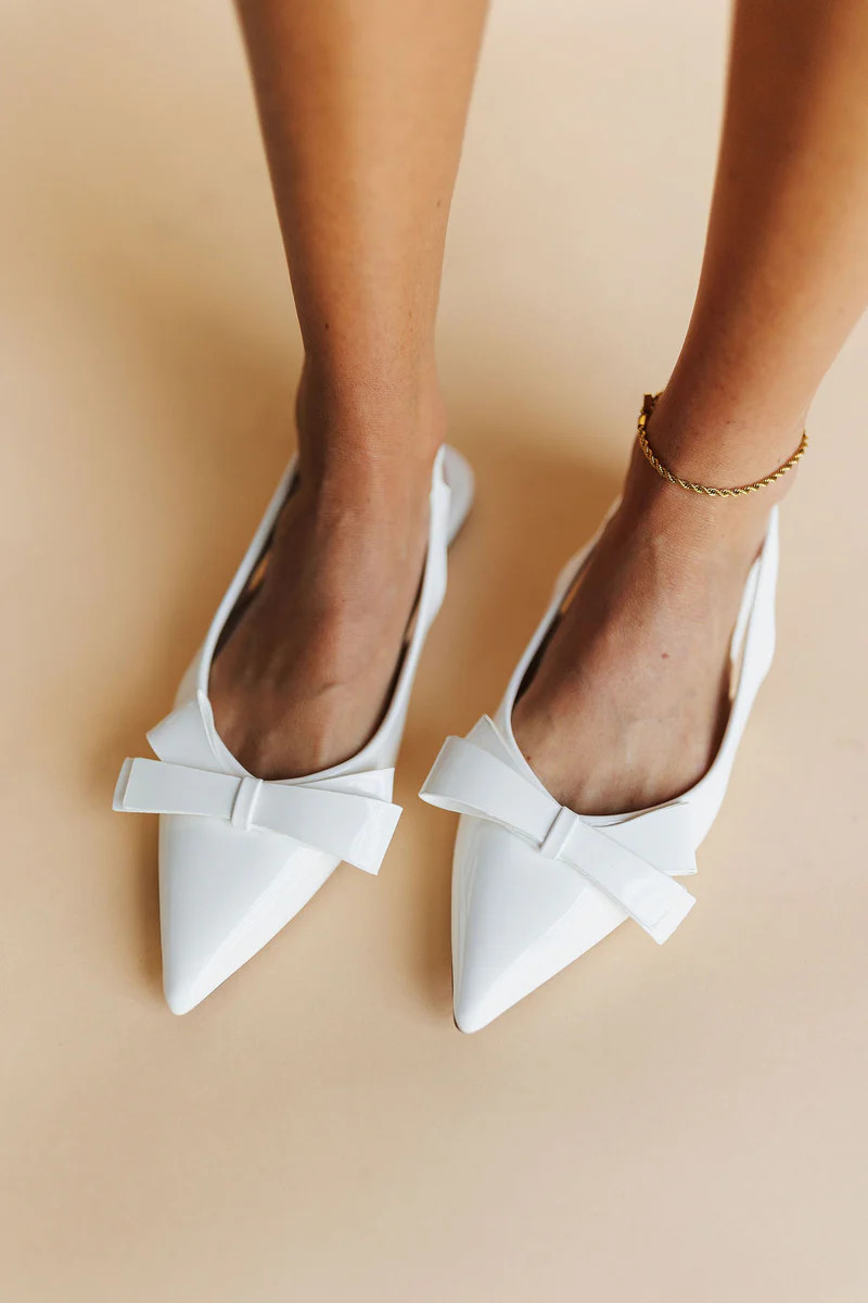 Cindy Bow Flats in White | Henly