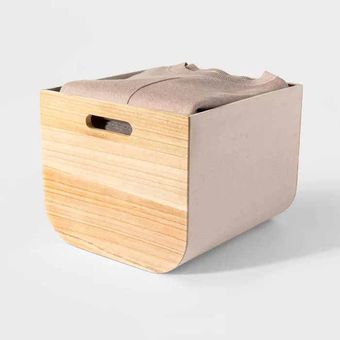 Large Paulownia Wood Bin with Fabric Sides 11"x13" - Project 62™ | Target