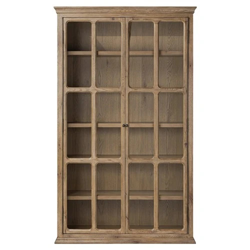 Dawson Updated Traditional Brown Oak Display Cabinet | Kathy Kuo Home