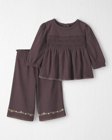 Baby Girl 2-Piece Organic Cotton Smocked Top & Pant Set - Little Planet | Carter's | Carter's Inc