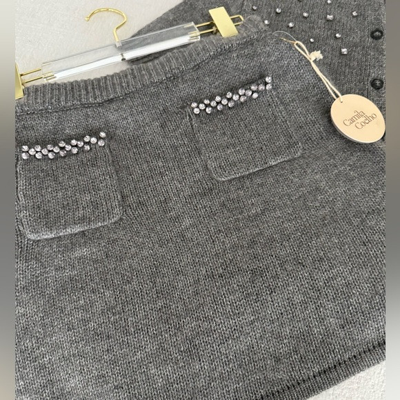 Camila Coelho Gray  knit Embellished Skirt set | Poshmark