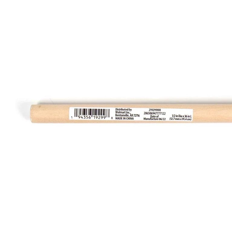 Hello Hobby Wood Dowel, 36” Long, 1/2-inch Diameter, White Ends | Walmart (US)