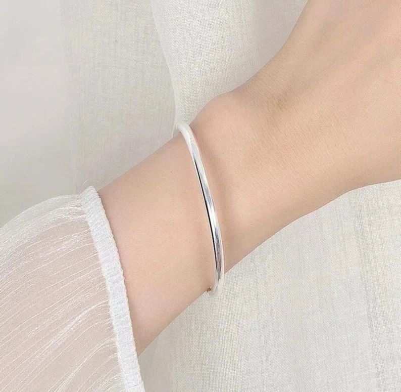 Solid Silver Bangle | Sterling Silver | Cuff Bracelet | Etsy (US)